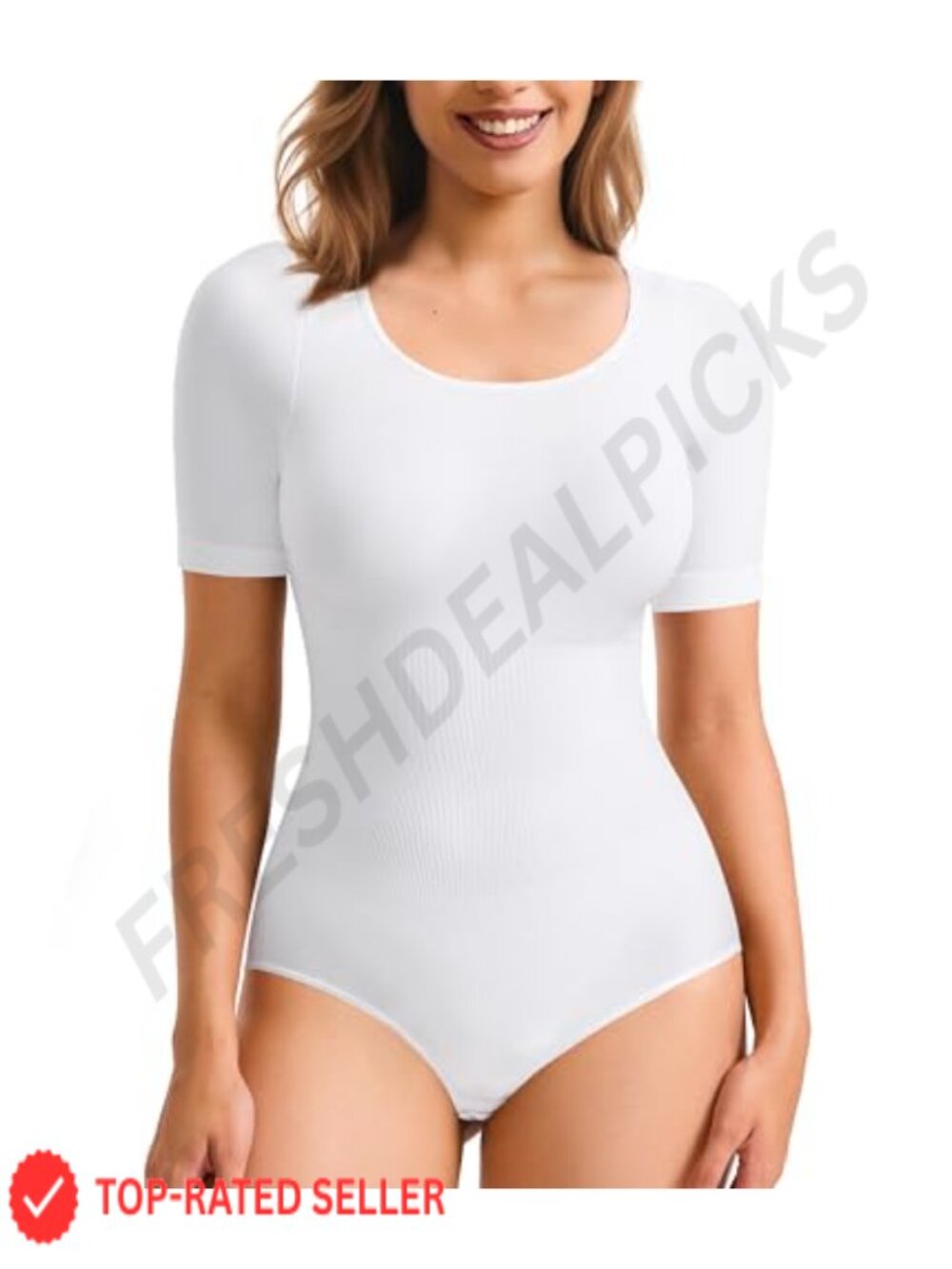 Seamless Tummy Control Shapewear Bodysuit Short Sleeve Bodysuit for Women